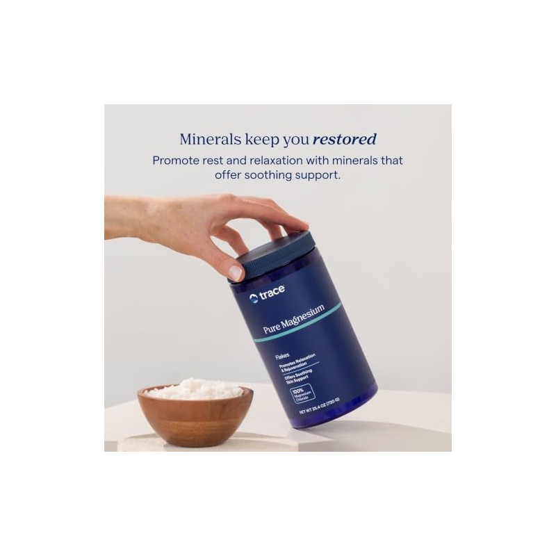 Pure Magnesium Flakes Trace Minerals - Contenedor de 44 onzas