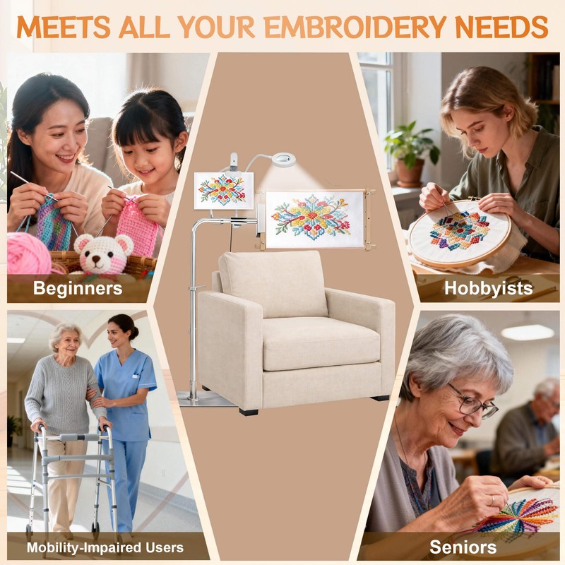 BESTOCEAN Needlepoint Stand, Adjustable Embroidery Stand & Cross Stitch Floor