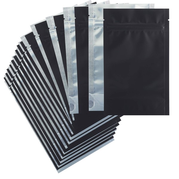 Mylar Style Barrier Bags – Zipper w/Heat Seal – 1000 Bags (Matte Black / Clear, 1/4 Ounce - 4″x6.5″x1.78″)