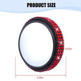 Zpana 2PCS Bling Car Blind Spot Mirror, 2" Crystal Rhinestone HD Glass Round Vehicle Rearview Side Blind Mirror, 360° Wide Angle Auto Exterior Accessories, Universal for SUV Sedan Truck (Red)