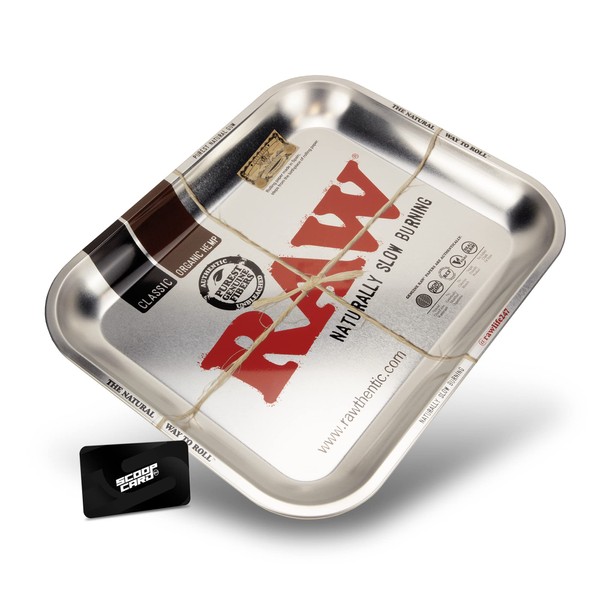 RAW Metal AF Rolling Tray | Size - Large | Polished Chrome Top | Rust and Wear Resistant Clear Coating