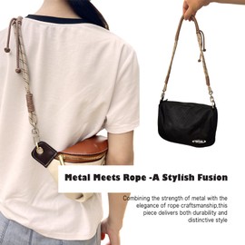 DAOSUN Purse Shoulder Strap Replacement for Bag, Cute Braided Paracord Rope Handbag Straps for Purse Canvas Bag Shoulder Bags Non Adjustable Hand Woven Bag Strap for Women & Men (Khaki)