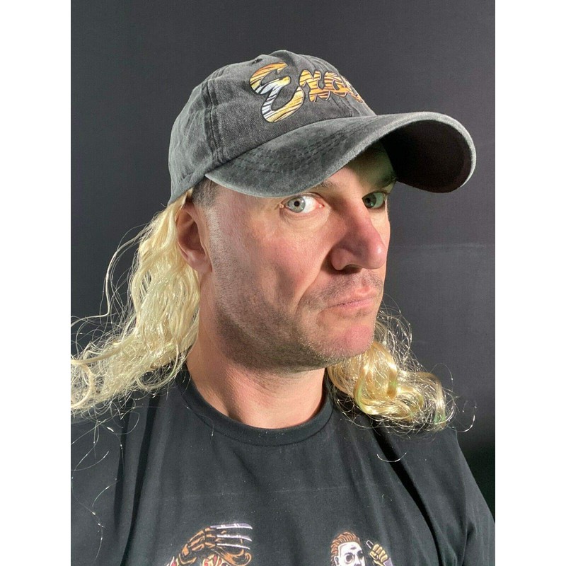 Rubber Johnnies EXOTIC BASEBALL CAP with blond hair attached, Tiger