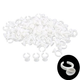 BeautyU&Me 100 PCS White Pigment Glue Ring Cups Tattoo Ink Holder For Permanent Makeup Small with divider