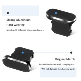 Port Plug Covers,Anti Dust Plug for Phone,Dusts Plugs Cleaning Kit, Charging Ports Protector Cap with Cleaning Brush for Phone, Pad, Laptop, All Port Devices(4PCS, Black)