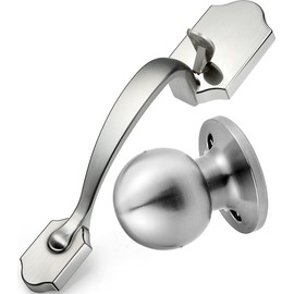 Front Door Knob Handleset, Entry Door Handle Set with Cove Knob for Right and Left Handed Sided Doors, Interior and Exterior Entrance Passage Lock, Lower Half Grip, Satin Nickel