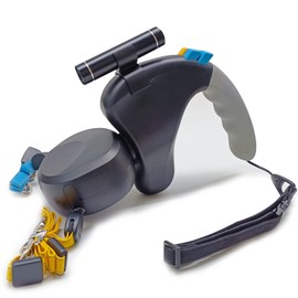 Dual Dogs Retractable Leash with Removable LED Flashlight 360 Degree Spin Non-tangling Automatic Retractable for 2 Small or Medium Dogs(Black)