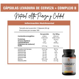 NAIMA Vitaminas Complejo B Y Levadura De Cerveza, 100 Cpsulas  Ingredientes Naturales  Sin rellenos y de Origen Natural  Nutrientes, Vitaminas y...   