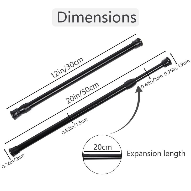 Cupboard Bars Tension Rods, 6 Pack Spring Loaded Curtain Rods