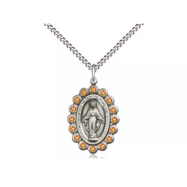 Bliss Sterling Silver Miraculous Medal Catholic Pendant Necklace 18" Chain GiftBox
