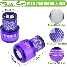 Rebirthcare 3 pack v11 filter for dyson v11 v15 filter replacement, v11 absolute v11 animal v11 torque drive sv14 cordless vacuum, replace part # 970013-02