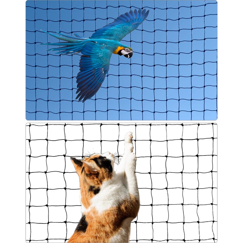 QWORK Wire Reinforced Cat Net with Mounting Set 3 x