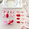 Red Pink Heart Press on Nails Matte Fake Nails Short