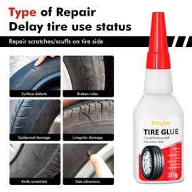 XTryfun Black Tire Glue for Rubber Adhesive for Sidewall Bonding or Tire Puncture, Instant Super Glue for Tires, DIY Crafts, Rubber Product