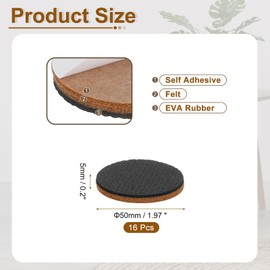 uxcell 16 Pcs Felt & EVA Furniture Pads, 2" (50mm) Round Furniture Feet Wood Floor Protectors Self Adhesive for Protecting Hardwood Floors, Table Legs and Chair Legs, Brown+Black