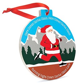 Running Ceramic Ornament | Here Comes Santa Claus Christmas Ornament