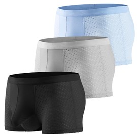 Evankin Men Mesh Ice Silk Underwear with Bulge Pouch Breathable Cool Boxer Briefs Ultra-thin panties(Black/Grey/Blue,S)