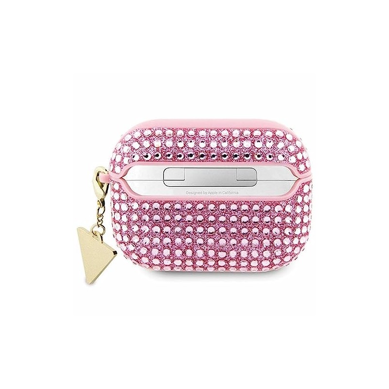 Guess GUAPHDGTPP Case for AirPods Pro Pink Rhinestone Triangle Charm