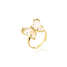 Gtrlums Birthstone Butterfly Rings for Women,Colorful Cubic Zirconia Birthstone Ring Adjustable Butterfly Ring Jewelry (White)