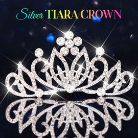 Yean Mini Tiara Comb Small Princess Tiara with Hair Comb Silver Rhinestone Tiaras for Women and Girls