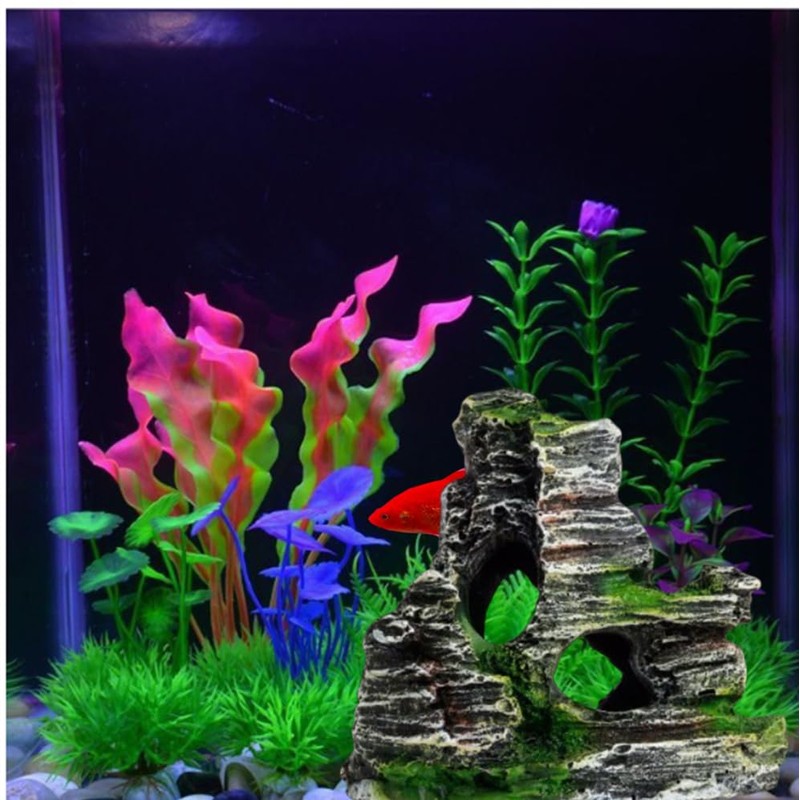 GYWHOOFT Aquarium Aquarium Object, Rock Mountains, Mountains, Hideaway, Shelter, Realistic