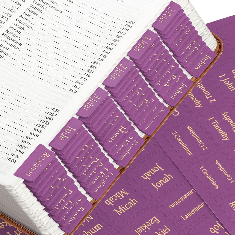 Purple Leather Bible Tabs, Laminated Bible Tabs for Women Study