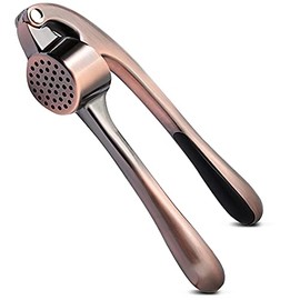 Premium Garlic Press, Professional Garlic Mincer , Easy to Squeeze and Clean, Rust Proof & Dishwasher Safe, Efficient Ginger Crusher - Antique Copper