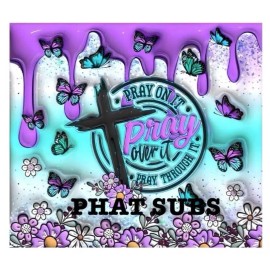 Unbranded 20oz Sublimation Tumbler Wrap Purple Pray On It Ready To Press Heat Transfer