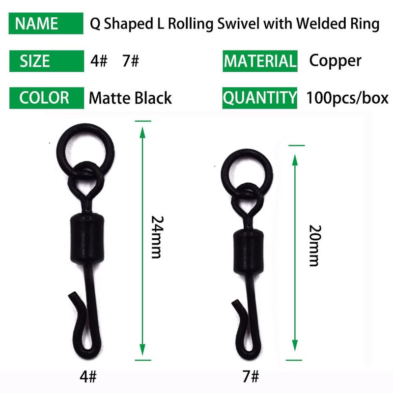 PHECDA PROFLY 50/100pcs Carp Fishing Swivel with Ring Quick Change