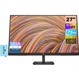 HP V27 G5 FHD IPS Monitor 65P64AA#ABA Bundle with Docztorm Dock, FHD IPS (1920x1080) 75Hz Display, 1 HDMI 1.4, 1 DP 1.2, VESA Mount (100x100 mm), Ideal for Office Work, Black