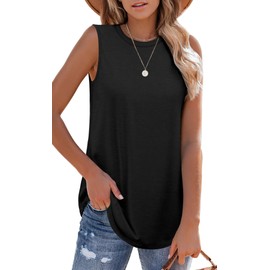 OFEEFAN Womens Tops Summer 2025 High Neck Black Tank Top Woman Dressy Tunics or Tops to Wear with Leggings S