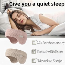Soundproof Earmuffs for Sleeping,Ear Muffs for Sleeping,Ear Defenders for Sleepi/ng,Ea/r Mu/ffs Noise Cancelling,Warm Sleep Ea/r Mu/ffs,Noise Cancelling Headband,2 In 1 Sleepi/ng Eye Mask(Khaki)