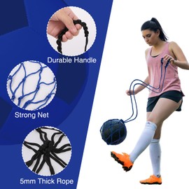 GUSDYIT 4 Pcs Kids Soccer Ball Net, Elastic Hands-Free Soccer Juggling Trainer Net (Fits Ball Size 3, 4, 5)