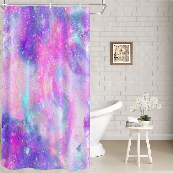 Batmerry Pink Purple Abstract Galaxy Decor Shower Curtain,Hotpink Art Bathroom