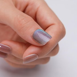 Press on Nails Short Square Four-Color Combination Cat Eye Press on Nails Fashion Gel Fake Nails, Reusable Acrylic Fake Nails, Glossy Stick on Nails, valentines nails, Glue on Nails, Iridescent Jewel