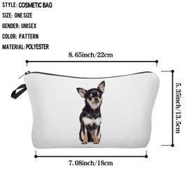 Livelihood Chihuahua Dog Cosmetic Bag - Cute Small Makeup Bag for Women's Purse, Travel & Toiletry Zipper Pouch Gift for Dog Lovers