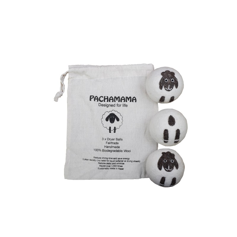 Pachamama Handmade XL Wool Tumble Dryer Balls 7cm 3 Pk