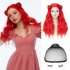 TESS Red Wig with Bun Long Wavy Hair Wigs Halloween
