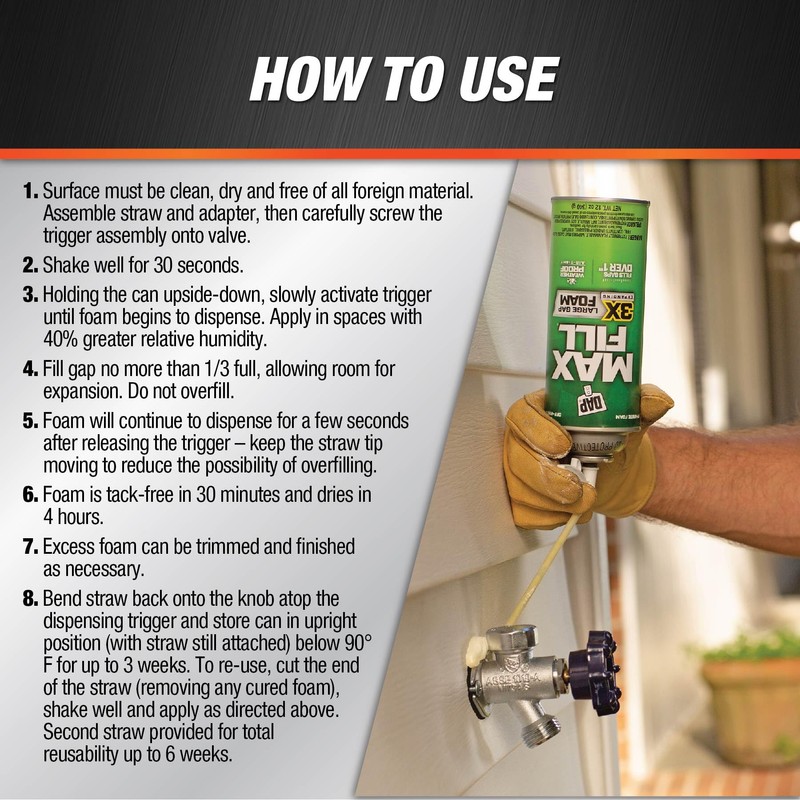 DAP Max Fill Triple Expanding Straw Foam Sealant, 12 Oz