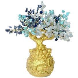 Beading Station Wire Wrapped Tree of Life Kits, Natural Pink Quartz Gemstone Chips, Energy & Meditation, Pray for Wishes of Wealthy, Healthy. (Finished Tree Wrapped in USA)