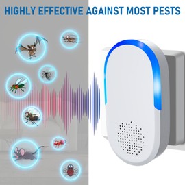 Ultrasonic Repeller 6 Pack, Indoor Insect Repellent Plug in - Eco-Friendly, Repels Mice, Spiders, Roaches, Ants, Mosquitoes
