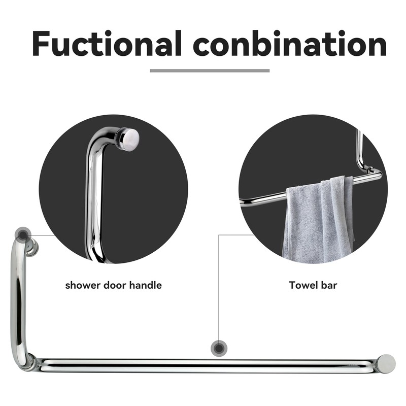 TOGU SUS304 Stainless Steel 6 "Shower Door Handle 18" Towel