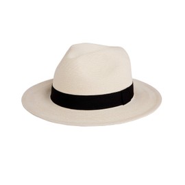 Pineapple&Star Sun Straw Fedora Beach Hat Fine Braid UPF50+ for Unisex (Medium, Off-White)