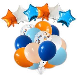60 Pcs 12 Inch Blue and Orange Latex Balloons Dark Light Blue White Burnt Pastel Orange Confetti 6 Pcs Foil Balloons Wedding Party Decorations Birthday Bridal Baby Shower Decor Supplies Boys Girls