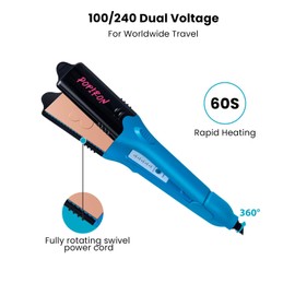 PopIron Hair Straightener & First 3D Image Hair Imprinting Iron - Comes with 5 Different Plates Including Hair Straightener, Crimper, and 3 Fun Shapes. Perfect hot Tool for Hair Art or Festival Hair