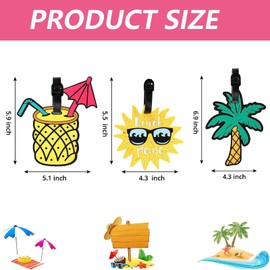 6Pcs Fruit Luggage Tags Luggage Tags for suitcases Suitcase Tags Travel Accessories Cruise Luggage tag Summer Beach Luggage Tags Series Identify Label with Loop of Bags and Suitcases