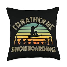 I’d Rather Be Snowboarding Retro Ski Goggles Winter Vacation Throw Pillow