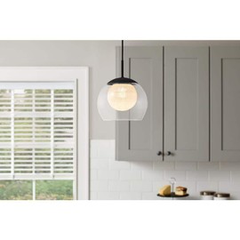 Ceybo 1 Light Globe Mini Pendant Fixture for Kitchen Island, Dimmable Integrated LED Lighting with Crushed Diamond Inner Glass Shade for Dining Room