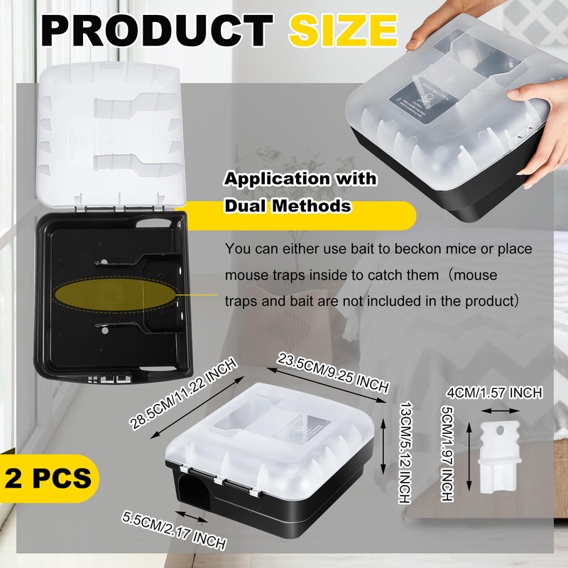 Qualirey 2 Pcs Rat Bait Stations with Keys 11.22 x