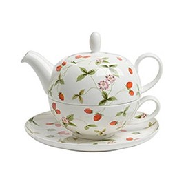 Tea for one Set Mirella Erdbeeren Teekanne + Tasse 0,25 + 0,5L weiß rot TeaLogic